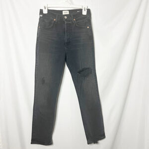 Women's Citizens of Humanity Jolene Black Distressed Straight Leg Jeans Size 25